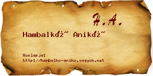 Hambalkó Anikó névjegykártya