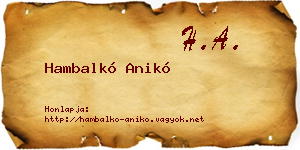 Hambalkó Anikó névjegykártya